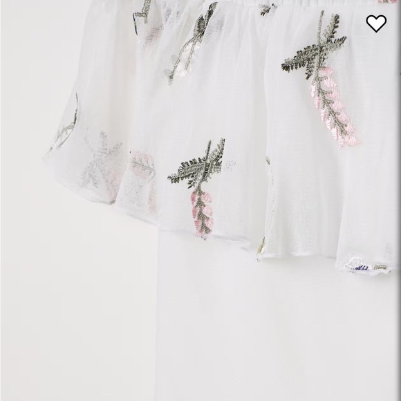 Divided H&M Floral Mesh Off The Shoulder Crop Top - Picture 2 of 6